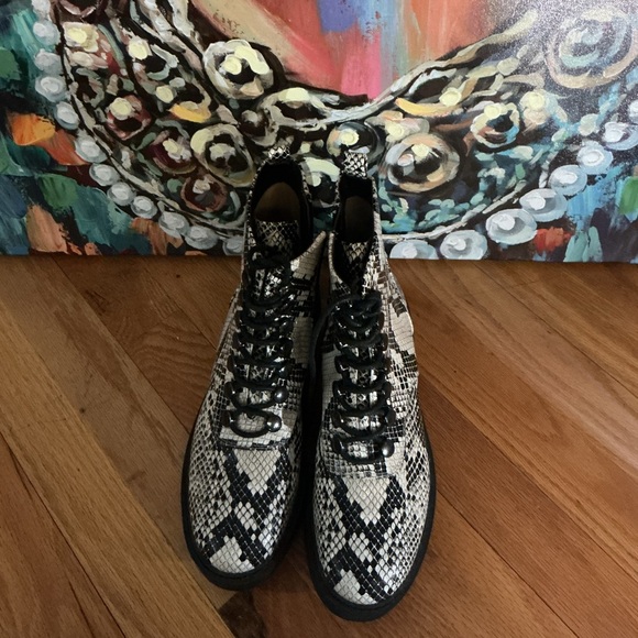 Paolo Black and White Snakeskin Lace-Up Boots - Picture 4 of 4